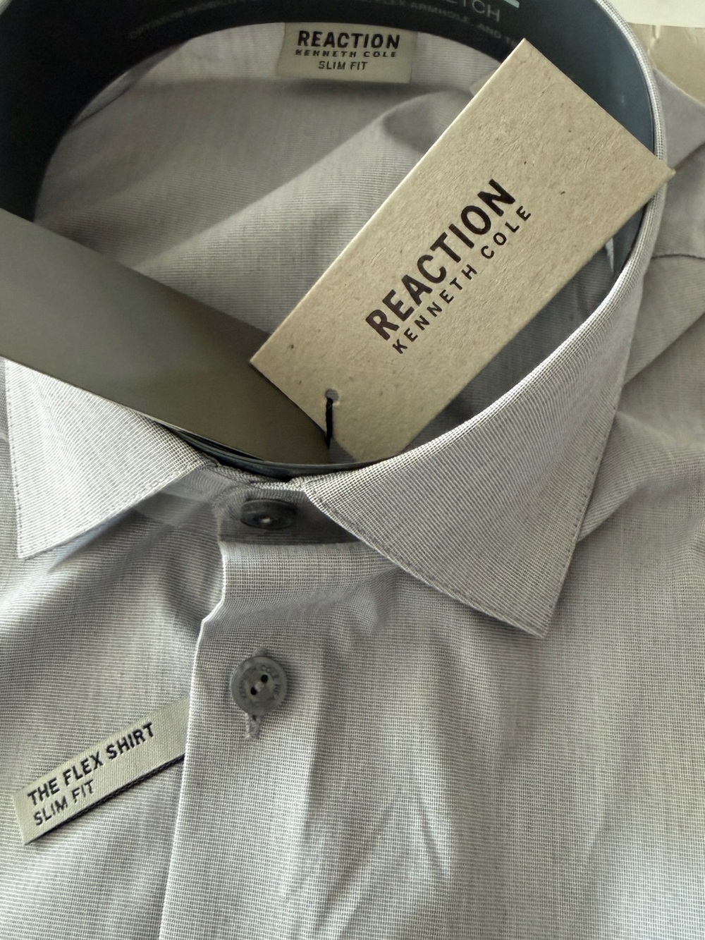 Kenneth Cole Reaction Techni-Cole Slim Fit Men's Gray Dress Shirt NWT - Picture 9 of 11